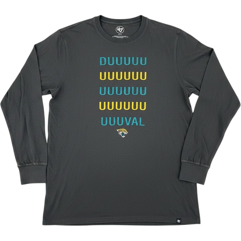 47 Brand Jacksonville Jaguars Duuuval Long Sleeve Shirt Mens Large Gray NFL Tee